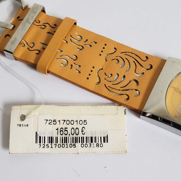 JUST CAVALLI Watch Wide Leather Strap Watch Yellow Cutout Lasercut - Picture 5 of 12